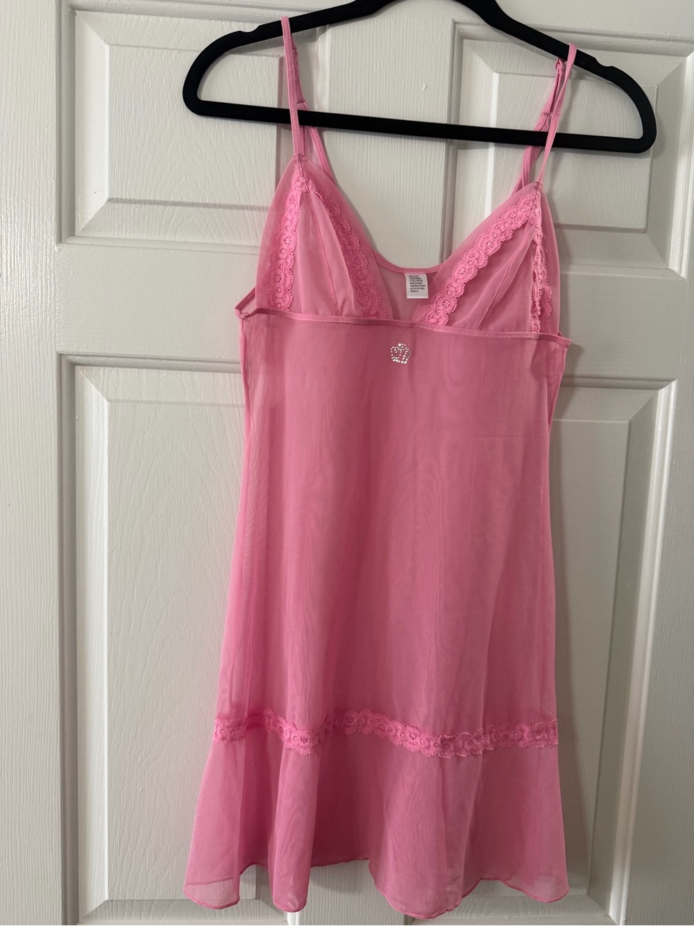 Juicy Couture Pink Sheer Lace Babydoll Nightgown Size M